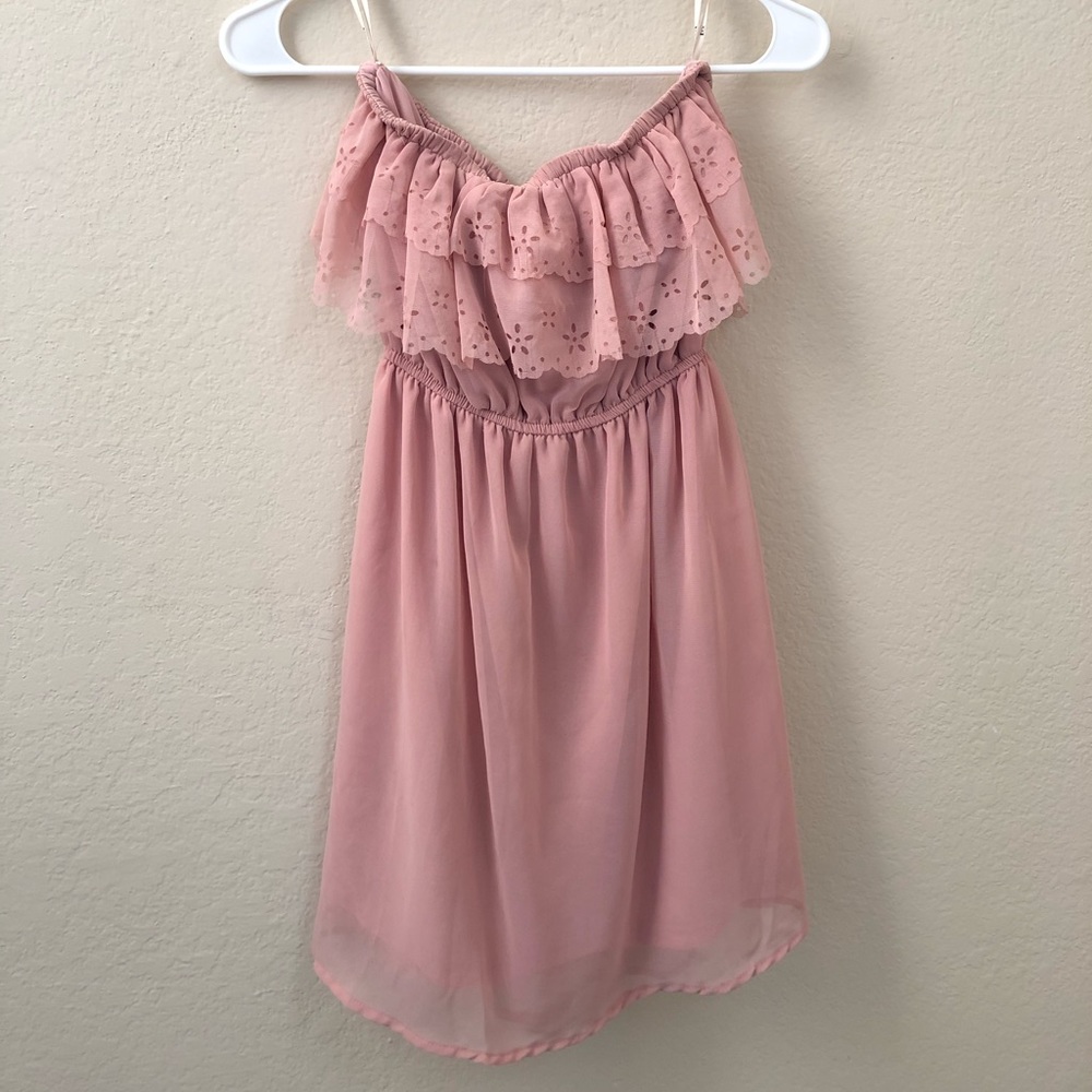 Forever 21 Pink Ruffled Strapless Dress